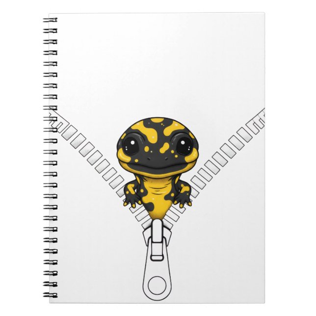 Cuaderno Salamandra negra amarilla linda Peek (Frente)
