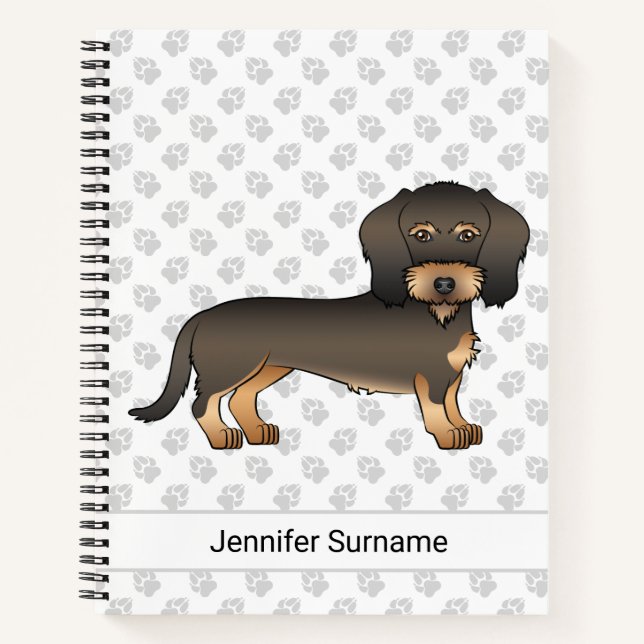 Cuaderno Salchicha de pelo áspero jabalí Cartoon perro & te (Anverso)