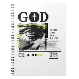 Cuaderno Salmo 121:2 Neon Lima Ojo de Dios Arte de Fallo CR