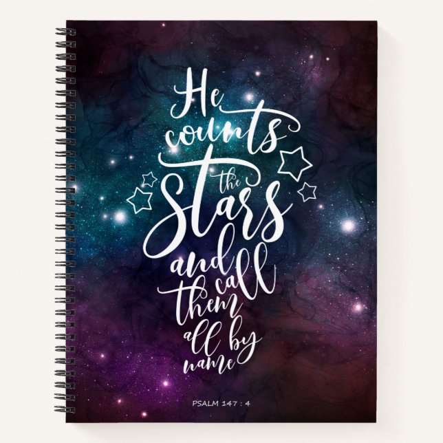Cuaderno Salmo 147:4 Cuenta la Biblia de las estrellas (Anverso)