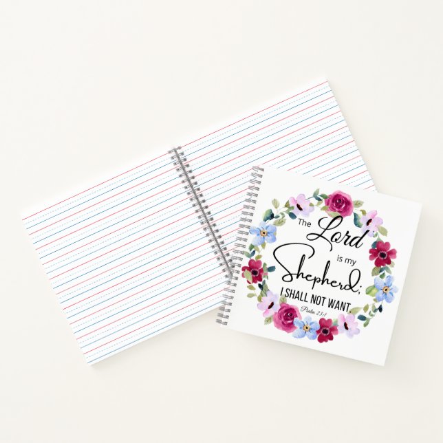 Cuaderno Salmo 23:1 El Señor es mi Biblia Floral Pastora (Interior)