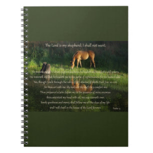 Cuaderno Salmo 23 texto con el caballo al lado de las aguas