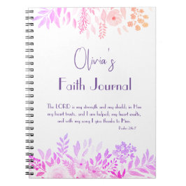 Cuaderno Salmo 28:7 Alegre Oración De Fe Floral Lilac Rosa