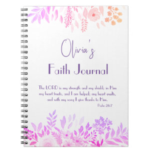 Cuaderno Salmo 28:7 Alegre Oración De Fe Floral Lilac Rosa