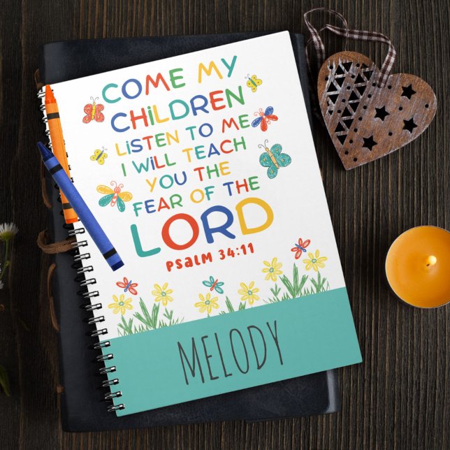 Cuaderno Salmo 34:11 lindo versículo de la biblia para niño (Subido por el creador)