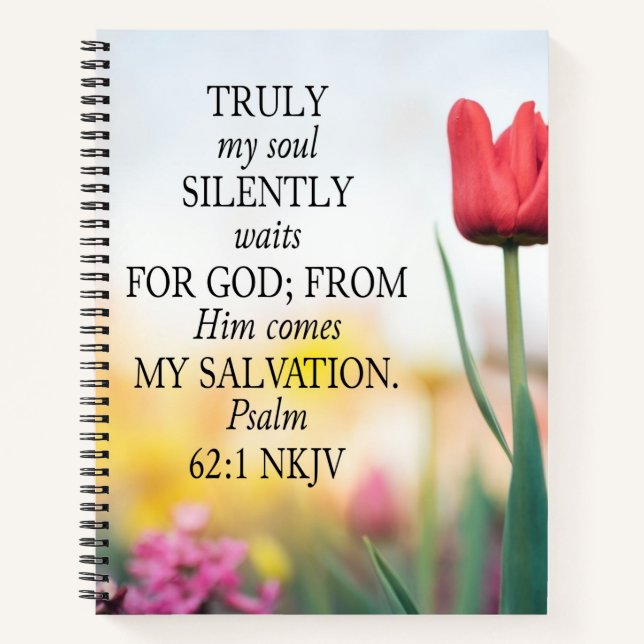 Cuaderno Salmo 62:1 NKJV sobre fondo de imagen  (Anverso)