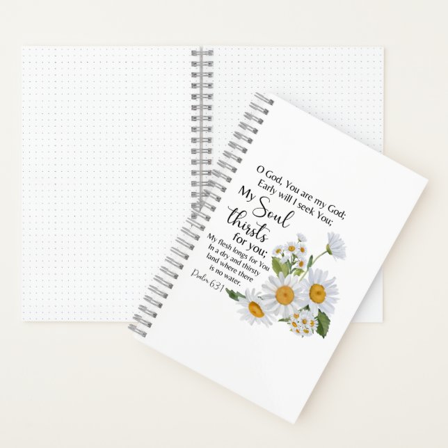 Cuaderno Salmo 63:1 Biblia Escritura Flores de Chamomile (Interior)