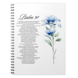 Cuaderno Salmo 91 Acuarela Flor Azul Escrituras Bíblicas