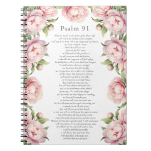 Cuaderno Salmo 91 Escritura Verso Bíblico Floral Rubor