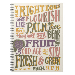 Cuaderno Salmo 92:12-14 Versículo de la Biblia con Letra a 