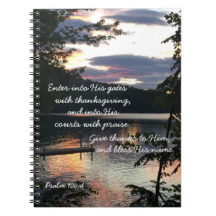 Cuaderno Salmo de Acción de Gracias 100:4 Squam Lake Sunris