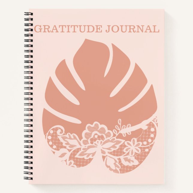 Cuaderno Salmon Color Monstera Leaf Gratitude Journal (Anverso)