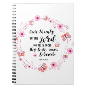 Cuaderno Salmos Devotional Christian Bible Verse Flora Rosa