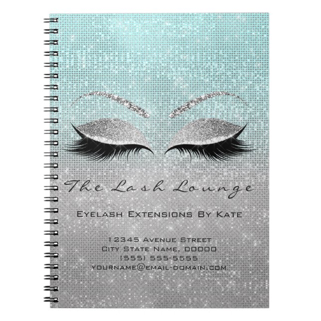 Cuaderno Salón de belleza de maquillaje Blue Aqua Gris plat (Frente)