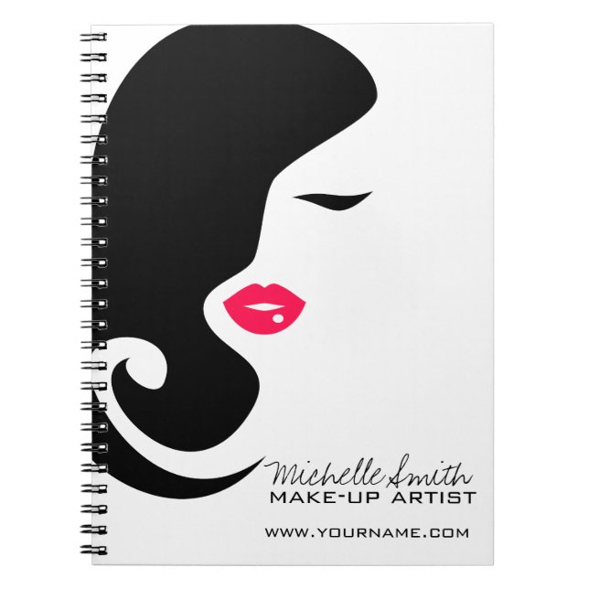 Cuaderno Salón de belleza negra para mujer minimalista (Frente)