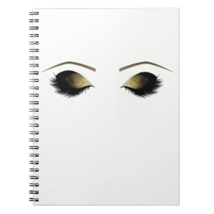 Cuaderno Salón de Belleza Pestañas Maquillaje Brillo Oro Gl