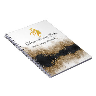 Cuaderno Salón de Estilista de Pelo Dorado y Negro