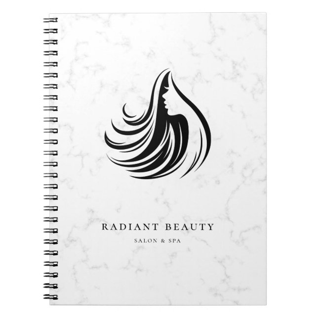Cuaderno Salón de mármol moderno Silhouette femenina logoti (Frente)