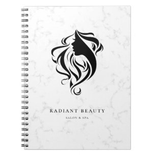 Cuaderno Salón de Mármol Moderno Silueta Femenina Logo Negr