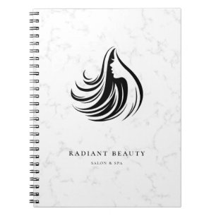 Cuaderno Salón de Mármol Moderno Silueta Femenina Logo Negr