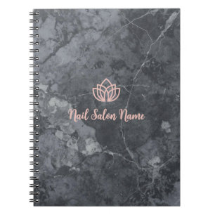 Cuaderno Salón de Uñas Personalizadas de Mármol de Lujo con