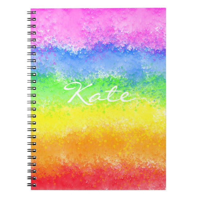 Cuaderno Salpicadura de acuarela de arcoíris personalizada (Frente)