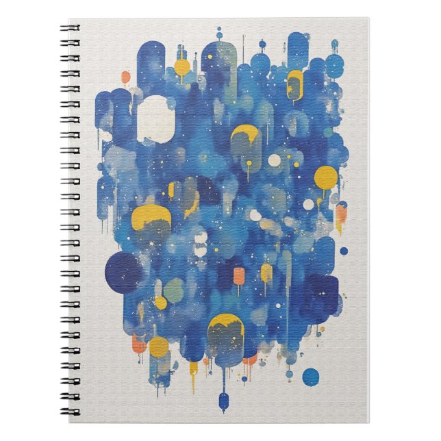 Cuaderno Salpicadura de acuarela de gotas de lluvia azules  (Frente)