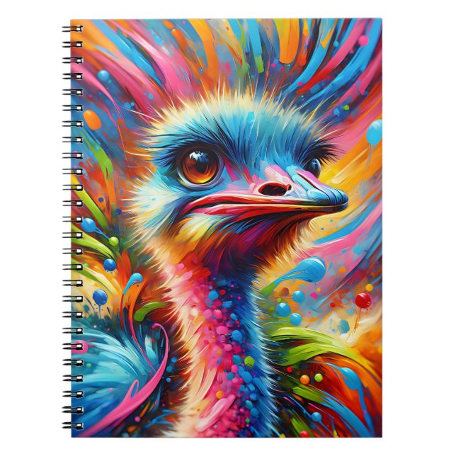 Cuaderno Salpicadura de Avestruz Arcoíris (Frente)