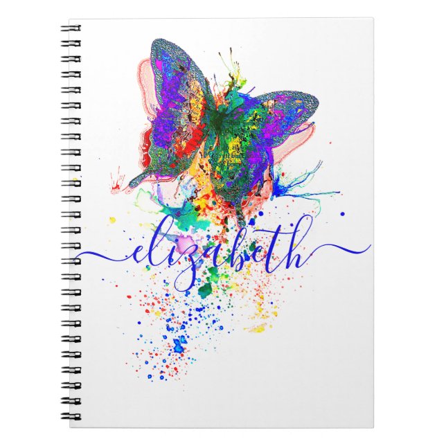 Cuaderno Salpicadura de mariposa personalizada (Frente)