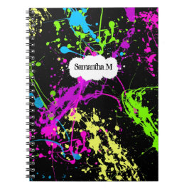 Cuaderno Salpicadura de neón retra fresca de la pintura en