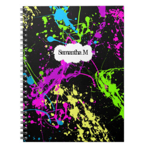 Cuaderno Salpicadura de neón retra fresca de la pintura en
