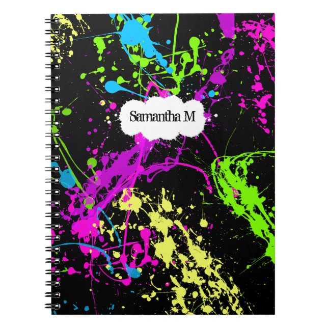 Cuaderno Salpicadura de neón retra fresca de la pintura en (Frente)