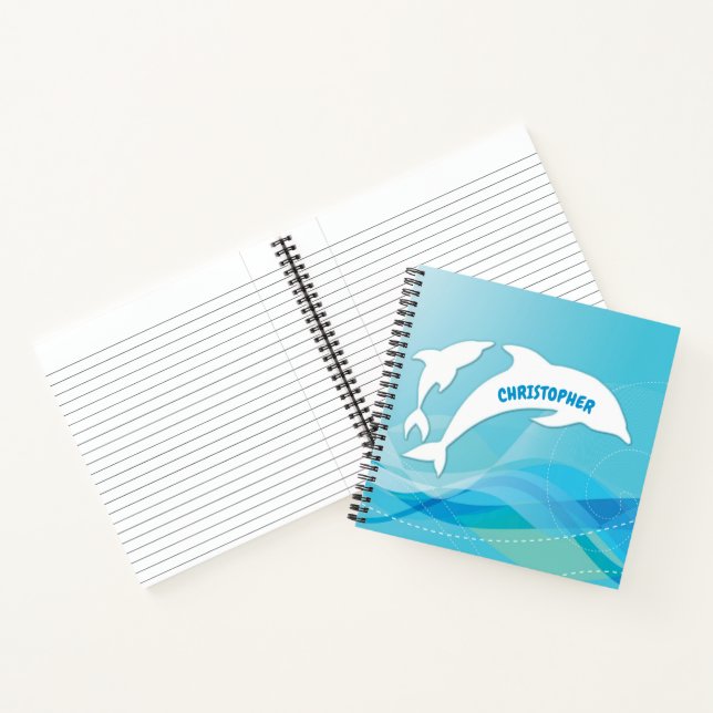 Cuaderno Salto de delfín en el océano personalizado (Interior)