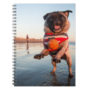 Cuaderno Salto de juego de Pug en la playa
