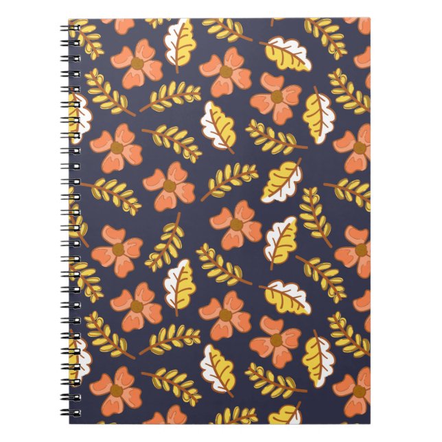 Cuaderno Saltos de otoño cálidos con flores (Frente)