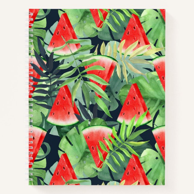 Cuaderno Saltos de sandía con hojas tropicales (Anverso)