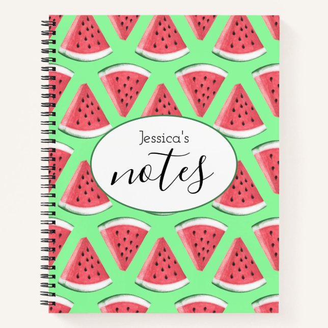 Cuaderno Saltos de sandía Fruta de verano verde rosa (Anverso)