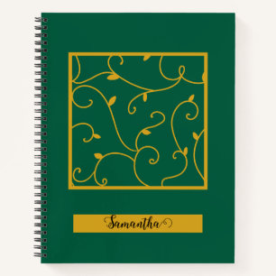 Cuaderno Saltos de vino dorado Resumen Verde floral