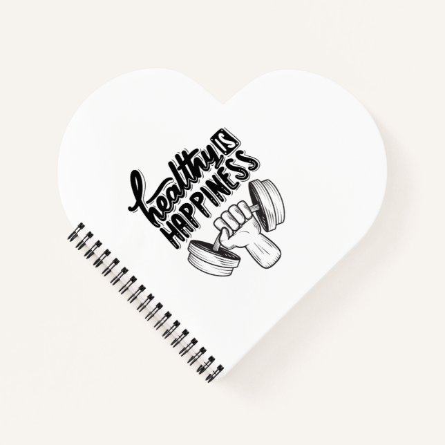Cuaderno saludable es felicidad diseño de motivación de gim (Anverso)