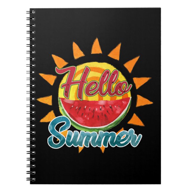 Cuaderno Saludo | sandía acuática y sol vibrante (Frente)