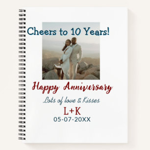 Cuaderno Saludos a los 10 años feliz aniversario agregar da