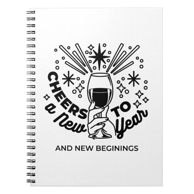 Cuaderno Saludos a un diseño de celebración de Año Nuevo (Frente)