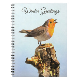 Cuaderno Saludos de invierno. Robin cantando