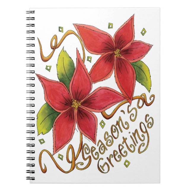 Cuaderno Saludos de la temporada de Navidades con Poinsetti (Frente)