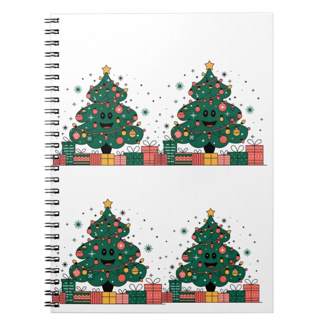 Cuaderno Saludos de temporada de árbol de Navidad (Frente)