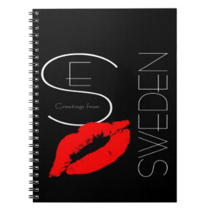 Cuaderno Saludos desde Suecia Red Lipstick Love Kiss Black