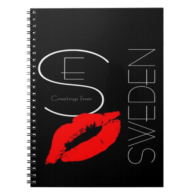 Cuaderno Saludos desde Suecia Red Lipstick Love Kiss Black (Frente)