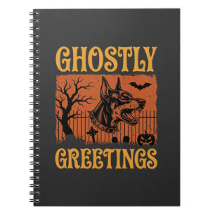 Cuaderno Saludos Fantasmales Doberman Halloween Cementerio