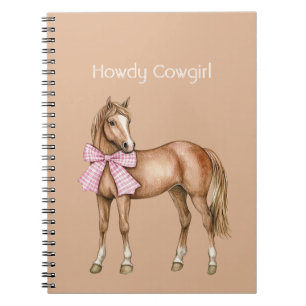 Cuaderno Saludos Vaquera Caballo Lazo Rosa