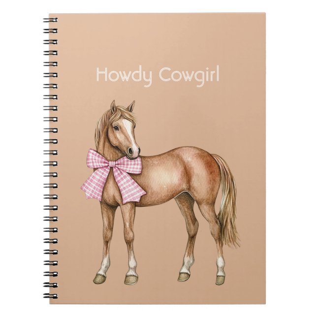 Cuaderno Saludos Vaquera Caballo Lazo Rosa (Frente)